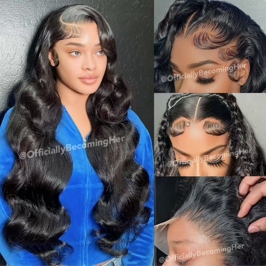 Body wave HD transparent 100% human hair 13x6 lace frontal wig