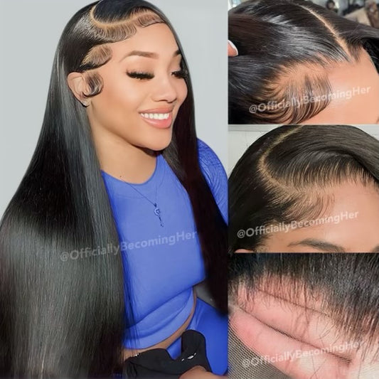 Straight HD transparent 100% human hair 13x6 lace frontal wig