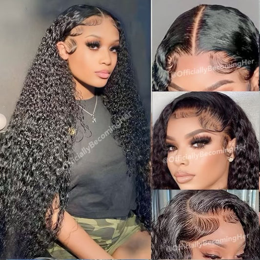 Kinky Curly HD transparent 100% human hair 13x6 lace frontal wig